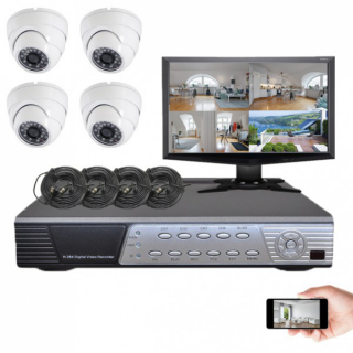 Kit vidéosurveillance 4 dômes CMOS 600 lignes Kit vidéosurveillance 4 dômes CMOS 600 lignes