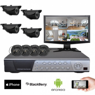 Kit vidéosurveillance 4 caméras CMOS 600 lignes Kit vidéosurveillance 4 caméras CMOS 600 lignes