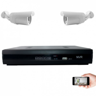 Kit vidéosurveillance IP 2 caméras 1mp 30m