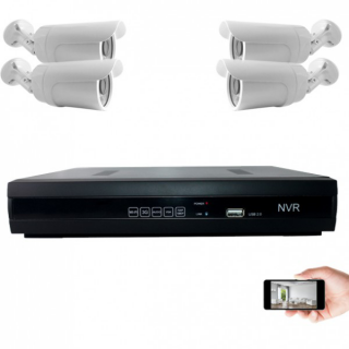 Kit vid&eacute;osurveillance IP 4 cam&eacute;ras 1mp 30m