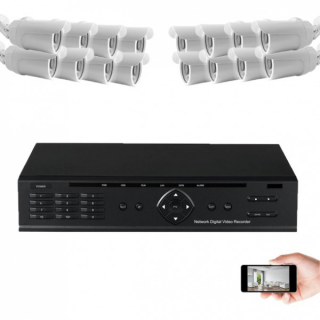 Kit vid&eacute;osurveillance IP 16 cam&eacute;ras 1mp 30m