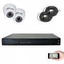 Kit vidéosurveillance 2 dômes AHD 720P 1MP 20m