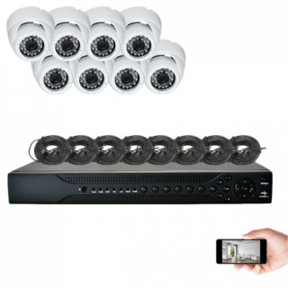 Kit vid&eacute;osurveillance 8 d&ocirc;mes AHD 720P 1MP 20m